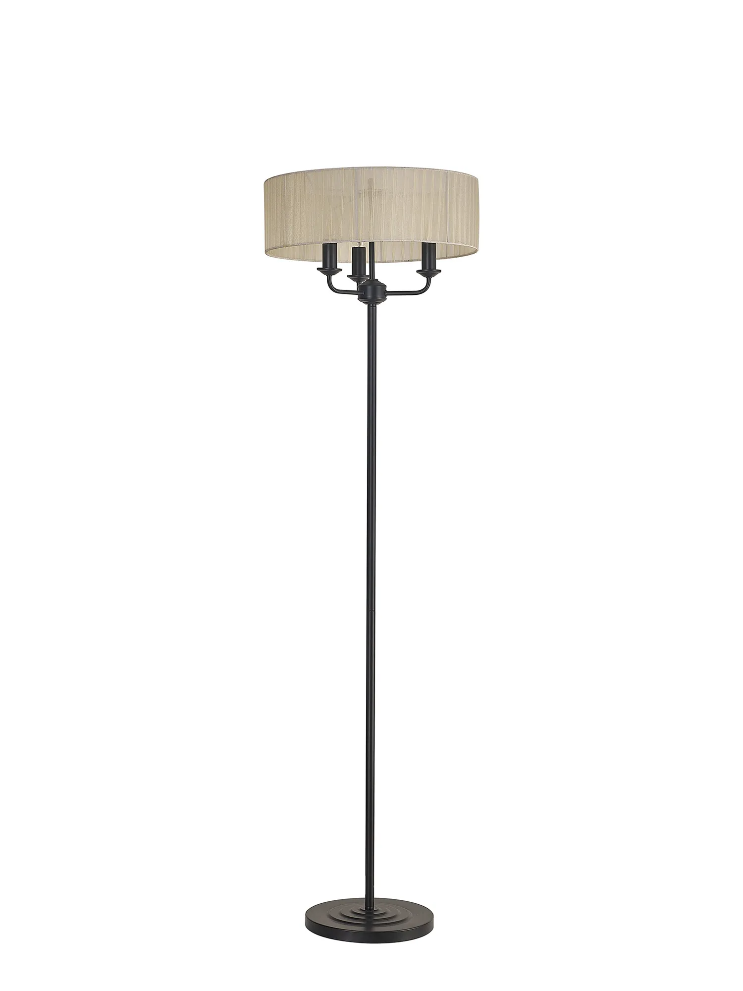 Banyan 45cm 3 Light Floor Lamp Matt Black, Cream DK1059  Deco Banyan MB CR